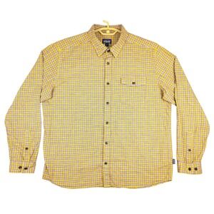 Patagonia‎ Organic Fjord Flannel Long Sleeve Button Up Shirt Men's XL Yellow